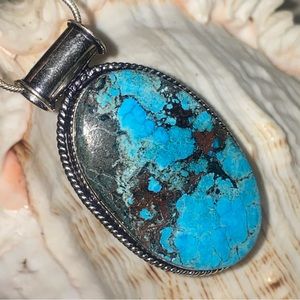 Kingman Turquoise cabochon gemstone statement Pendant